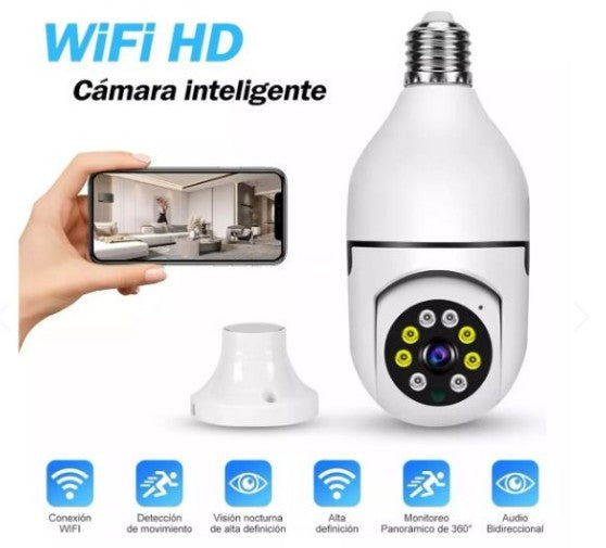 Cámara De Seguridad Tipo Foco Hd Panoramica